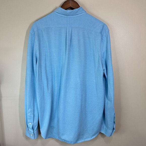 Ralph Lauren Mens Shirt XL Blue Knit Oxford Long Sleeve Pony‎ Cotton Button Up - Picture 7 of 11